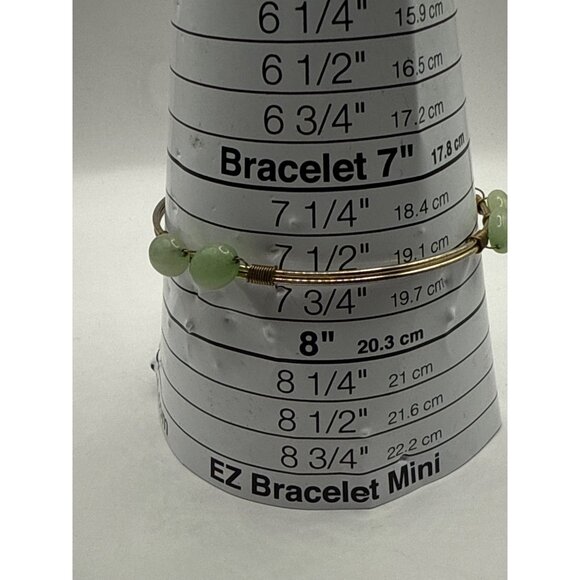 Green Aventurine Gemstone & Silver Wire Bangle Bracelet - Picture 2 of 5